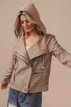 BiBi Jacket Textured Woven Rider Hooded Long Sleeve Zipper f6ca40fec63e4099bb67a1f933b91209-Max-Origin Trendsi