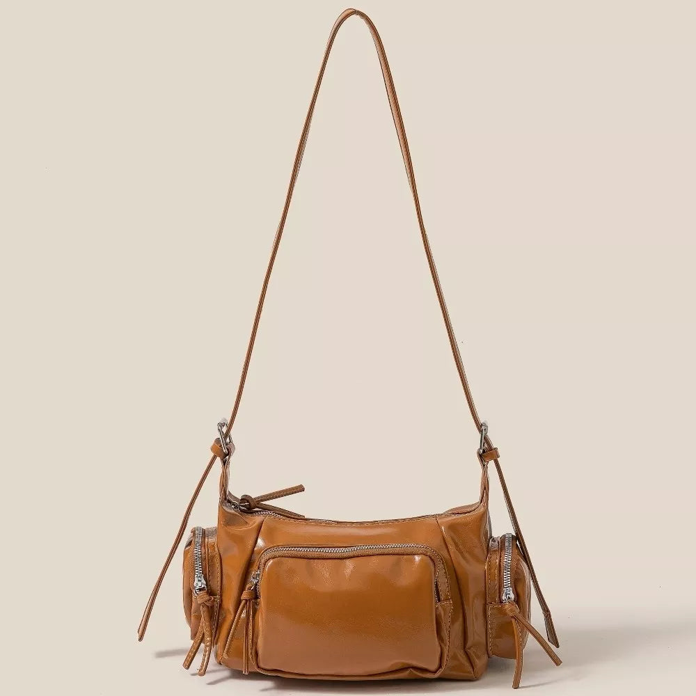 Fame Accessories Women's Shoulder Bag Glossy Faux Leather Multi Pocket f6d105e622a24039aa724d86500fccc6-Max-Origin Trendsi