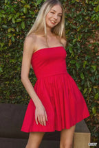 Zenana Combined Knit Tube Top Flare Mini Dress