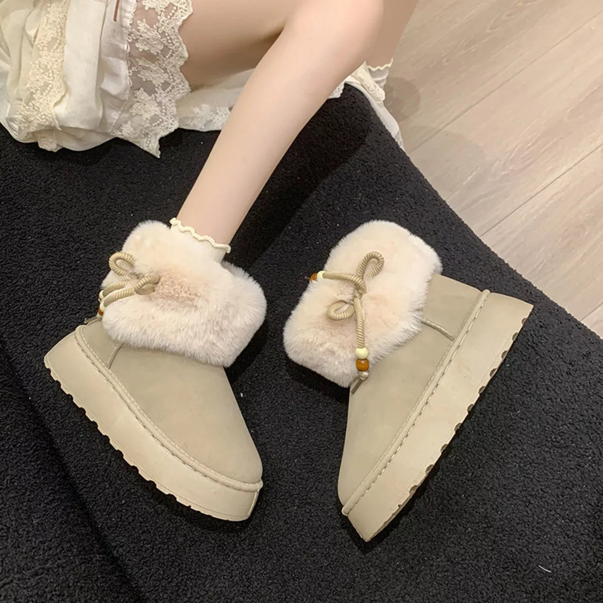 Women's Boots Faux Fur Fluff Suede Bow Round Toe Platform Low Heels f6fc13ecc04d4d12a0fcb0da28f9bdb4-Max-Origin Trendsi