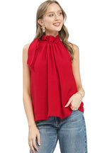 Umgee Tie-Neck Ruffle Halter Bohemian Top