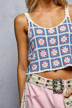 POL Cropped Crochet Cami Blue Floral Scalloped Edge with Granny Square Pattern f70cc45a-6089-4248-9770-74f5be9b65e5-Max-Origin Trendsi