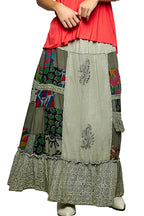 POL Printed Patchwork Embroidered Ruffled Skirt