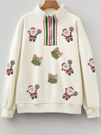 Christmas Womens Sweatshirt Sequin Santa Gift Striped Patchwork Zip Neck f74326a84d68474496b4d2ca94a9d97d-Max-Origin Trendsi