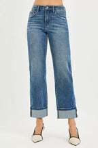 RISEN Womens Straight Jeans 4 Way Stretch Slouchy with Cuffed Hem Plus Sizes f749d55dbf29452dbc29f8e992925778-Max-Origin Trendsi