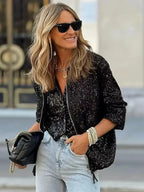 Sequin Jacket Women's Zip Up Long Sleeve Outwear f7685e211efb421f8434a78ad6cf1d83-Max-Origin Trendsi