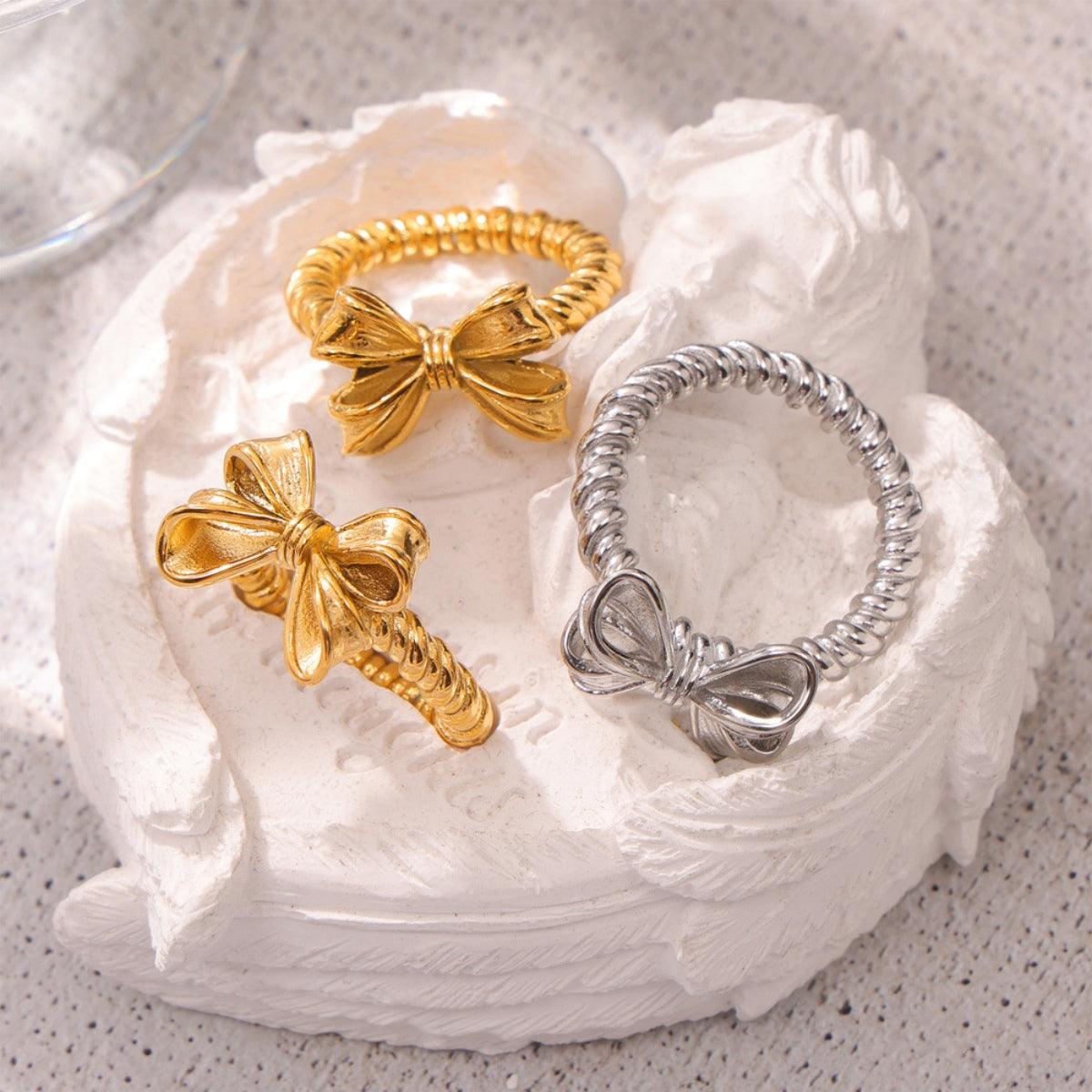 Bow Ring Twisted Titanium Steel 18K gold-plated Jewelry f7687a53-25df-4d04-a62c-debc8d8ea4e6-Max Trendsi