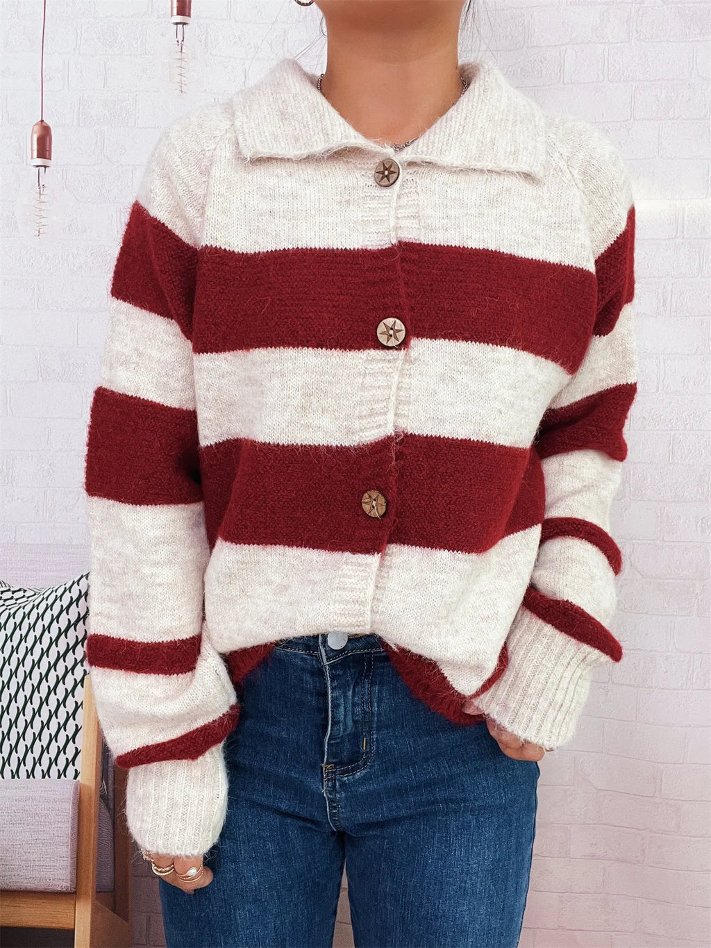 Women's Cardigan Striped Button-Up Cozy Soft Long Sleeve f7891cb87dff4fa9abee7e81a3073f76-Max-Origin Trendsi