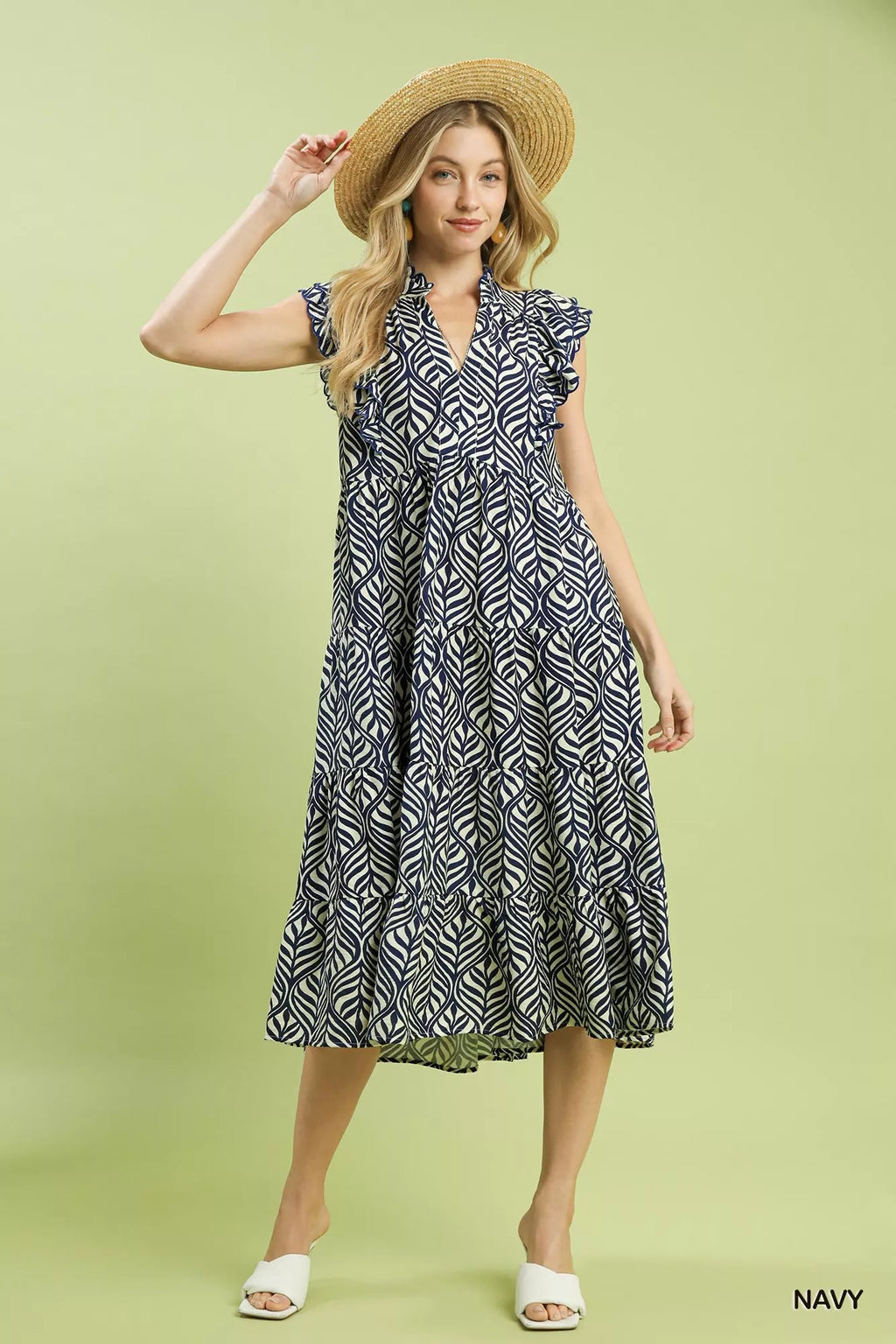 Umgee Leaf Print Tiered Midi Dress with Ruffle Detail f7931f25-4569-4f11-b538-4dfb5fc2dcf3-Max-Origin Trendsi
