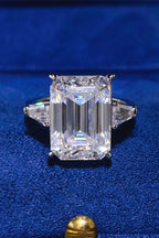 Silver Ring 10 Carat Moissanite Rectangle Stone 925 Sterling Platinum-plated Silver f7a8c407-9412-4d79-a805-fc5f9e0876ee-Max Trendsi
