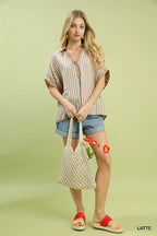 Umgee Womens Blouse Latte Stripe Collared Oversized Buttoned Top f7d67aa8-1161-4c28-8925-5d525f5e1b78-Max-Origin Trendsi