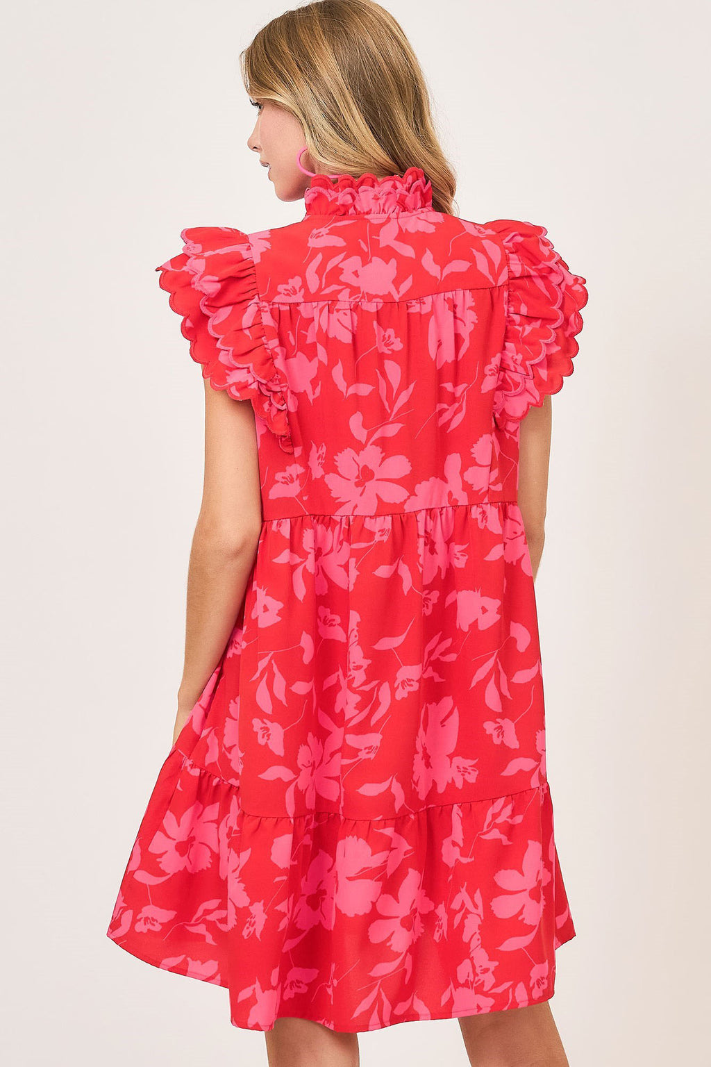 Umgee Red Floral Mini Dress Ruffle Cap Short Sleeve Tiered Dress Plus Size f7f83ee0-baa2-4a93-888f-8a27d07d7ddf-Max Trendsi