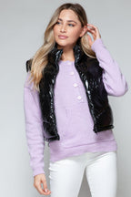 Shiny Quilted Vest Snobbish Zip Up Turtleneck Sleeveless Outwear f8492b5c-03df-4fb6-b640-18cbb8900195-Max Trendsi