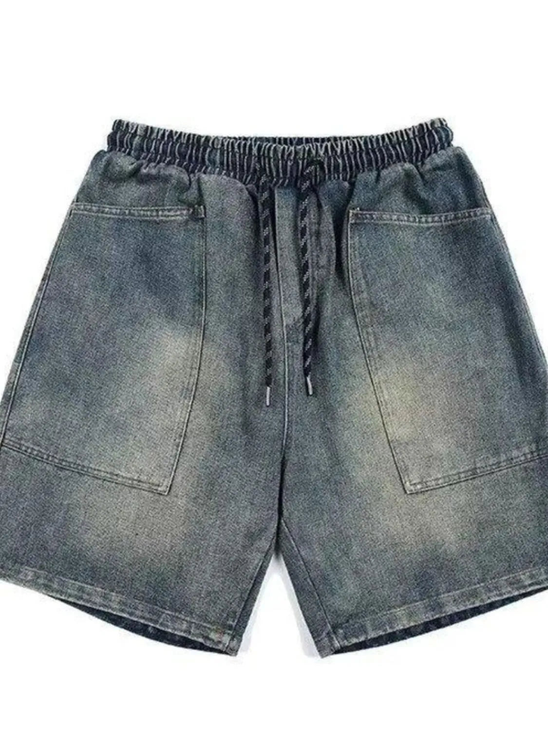 Men's Denim Shorts Drawstring Waist Blue Washed Pocketed Casual S-3XL Blue f84fec82-501f-4882-bdc4-7ac3fe1f3d09-Max-Origin Trendsi