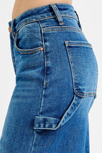 RISEN Women's Jeans High Rise Wide Leg Patch Detailed Dark Wash Denim f86b142129524d2b890dd499a219a3f8-Max-Origin Trendsi
