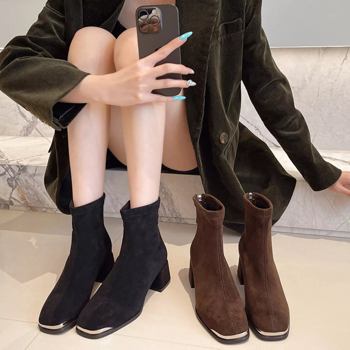 Women's Boots Square Toe Block High Heels Elegant Shoes f873cbd548264110b8fb12ea6eb2beb6-Max-Origin Trendsi