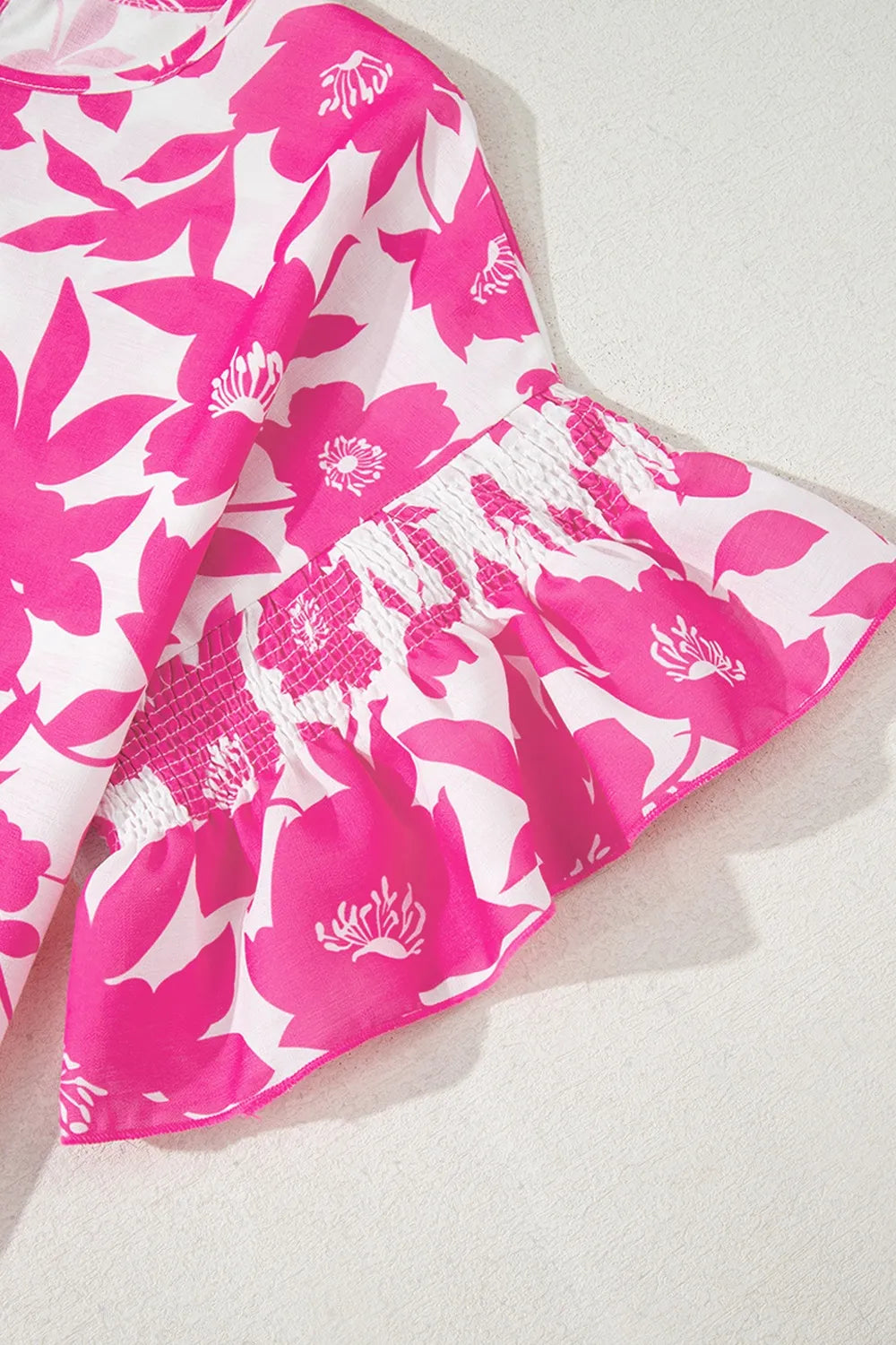 Women's Blouse Floral Print Hot Pink Short Sleeve Casual Top f8859a63-b81b-429d-a1c5-42d2dc1a8748-Max-Origin Trendsi