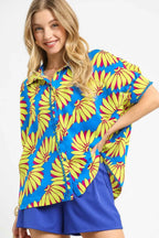 Umgee Shirt Sky Blue Yellow Daisy Printed Button-Up Relaxed Top Sky Blue f89d93df-ff71-41fb-a604-99117c6e6dfd-Max-Origin Trendsi