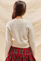 SO ME Christmas Women's Sweater Candy Cone Ivory Red Cropped Pulover f8a9ba28-9d95-4f1c-9770-0b1be9a1e322-Max-Origin Trendsi