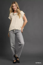 Umgee Linen Womens Blouse Scalloped Round Neck Top Short Sleeve f8bbe9d9-7b83-443b-9939-67bb3f7d6961-Max-Origin Trendsi
