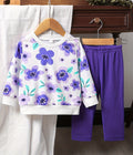 Children's Floral Print Long Sleeve Top and Pants Set