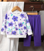Children's Floral Print Long Sleeve Top and Pants Set