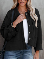 Jacket Button Up Flap Pocket Soft Unlined Long Sleeve Outwear f8d40b6e-1e81-4919-b063-56fcddff33ca-Max Trendsi