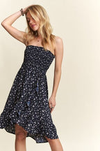 ADORA Floral Dress Navy Smocked Tube Strapless with Pockets f8e682cf-807f-4331-aa30-8014fa025d84-Min Trendsi