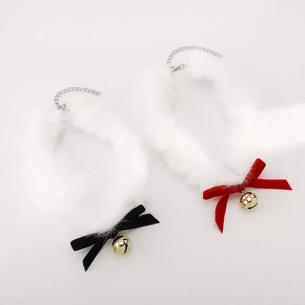 Christmas Choker Faux Fur Necklace with Red Bow Bell f8fc7cc9-da22-48fa-a300-ad8559234c41-Max-Origin Trendsi