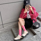 Women's Crew Socks Cotton Contrast Striped Accessories f90a4515-264c-47e6-84b4-8a07b469bb25-Max-Origin Trendsi