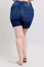 Judy Blue Bermuda High Waist V-Front Dark Blue Pocketed f90c3551-9029-47be-956c-1c87e2c737e6-Max-Origin Trendsi