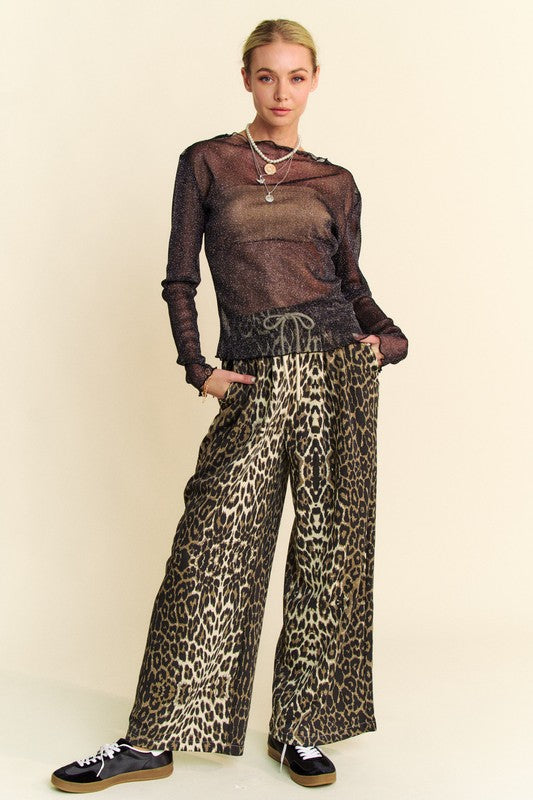 Glitter Mesh Black Top Sheer Davi & Dani USA Long Sleeve with Lettuce Hem f91f2a38-6019-4b51-afd5-19ddb75a7ceb-Max Trendsi