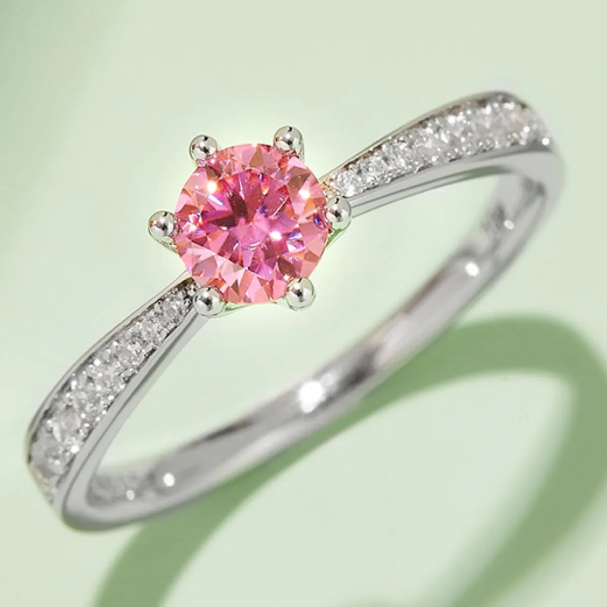 Miroy Moissanite Stone Silver Ring 925 Sterling Colorful Jewelry Blush Pink f9201876-a9f3-4dd3-bb28-c62eaea411eb-Max-Origin Trendsi
