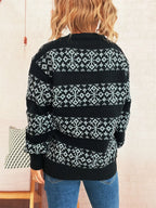 Women's Sweater Contrast Ribbed Hem Long Sleeve Pullover f9289db3462049b4b18839c46bceb90d-Max-Origin Trendsi