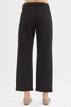 RISEN Womens Baggy Pants Black Tummy Control Mid Rise Ankle Barrel Relaxed f92e053611ff4f11b3a6f043296a6c34-Max-Origin Trendsi