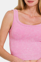 Zenana Tank Top Cropped Washed Ribbed Scoop Neck Wide Strap Candy Pink f945faab-b58a-4ca5-935a-4cbedff4bdb6-Max Trendsi