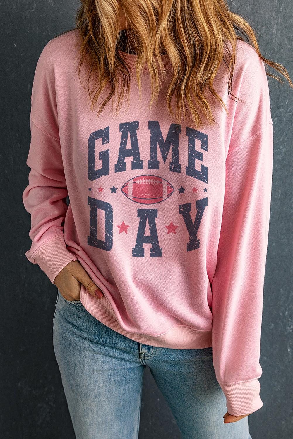 Sweatshirt GAME DAY Round Neck Long Sleeve Tops Blush Pink f9567308-f118-40fc-b584-26876544b4d8-Max Trendsi