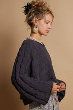 POL Sweater USA Stock Women Round Neck Cable Knit Cropped Long Sleeve Top f9617250-f062-44e3-8888-485af4332469-Max Trendsi