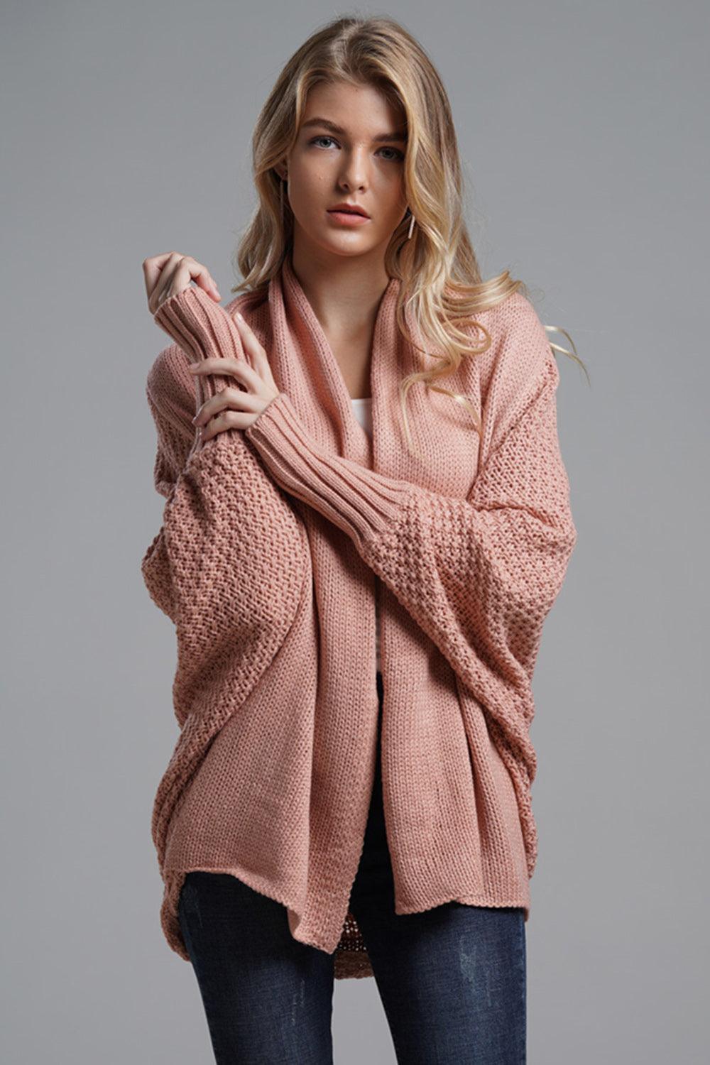 Knit Cardigan Oversized Batwing Long Sleeve Open for Women