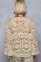 POL Womens Chrochet Top Cream Round Neck Weave Knit Pattern Cropped f9af9fea-aef6-40c6-aa64-26818b109808-Max-Origin Trendsi