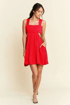Davi & Dani Mini Dress Orange Washed Satin Cutout Skirt Wide Straps f9be3d7d33e74a78a518b5d3136b22d7-Max-Origin Trendsi