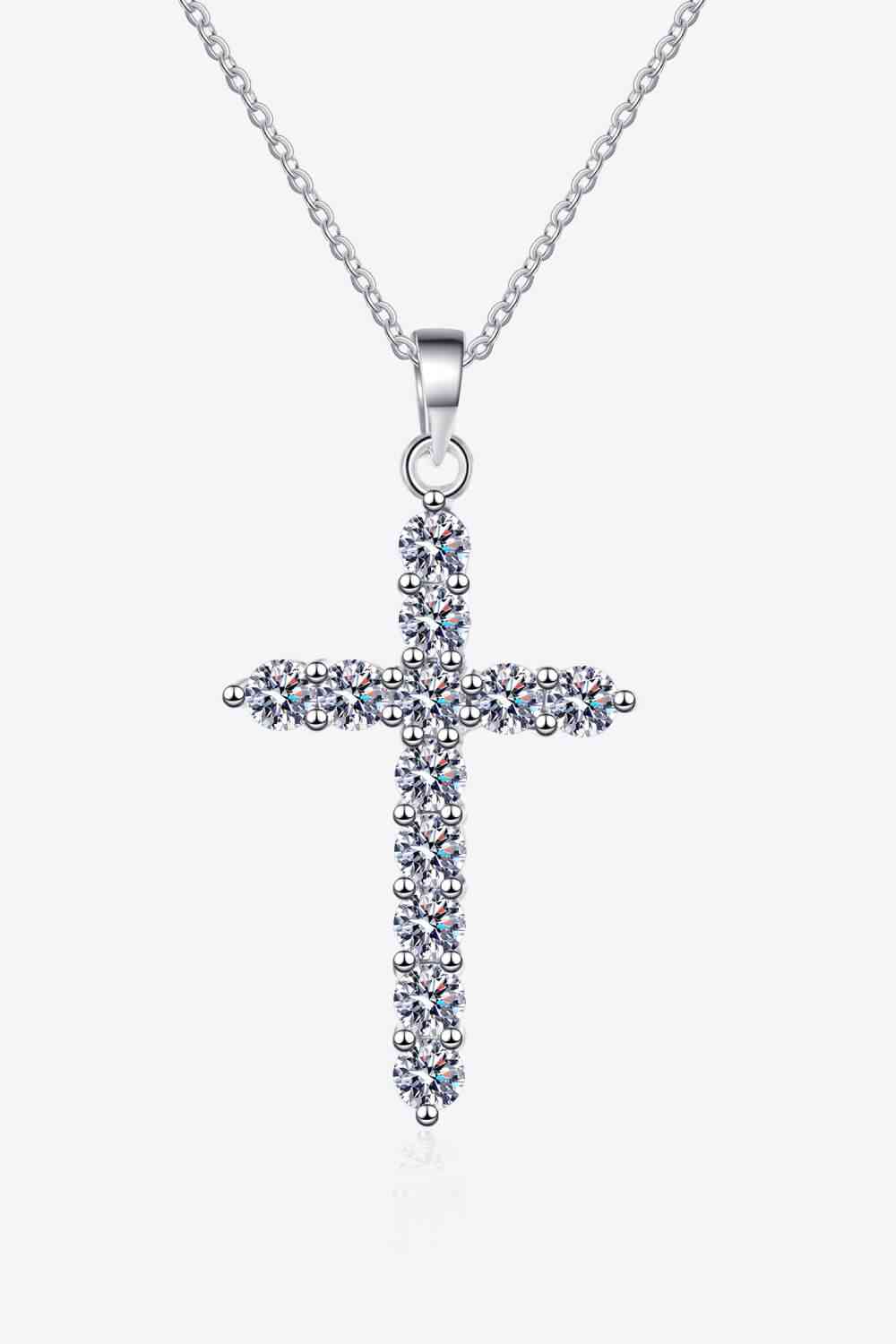 Adored Cross Moissanite Necklace 925 Sterling Silver Chain Pendant f9c28855905748d4b0ec53ef52bec1be-Min Trendsi