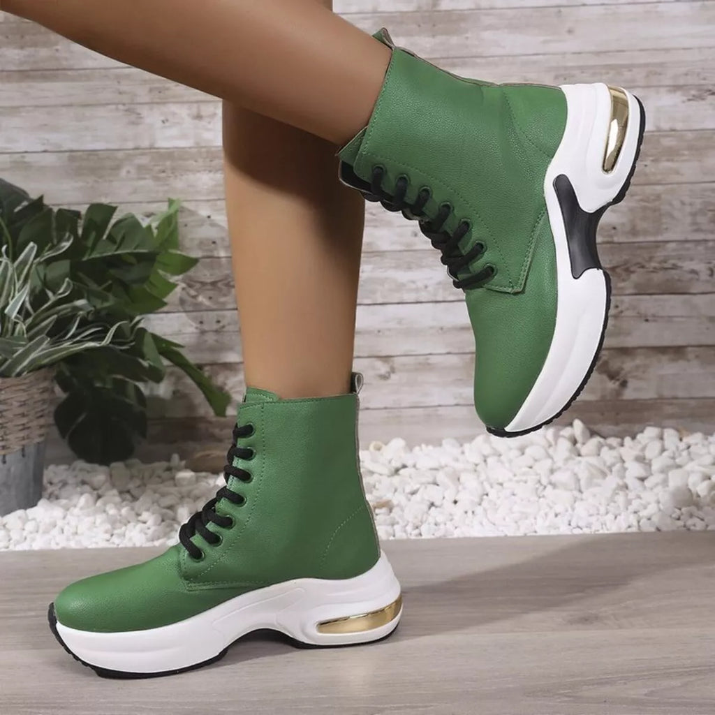 Women's Ankle Boots Pu Leather Lace Up Platform Mid Heels Shoes f9d9bce09f0e4850af3e2f6c83d4eb48-Max-Origin Trendsi