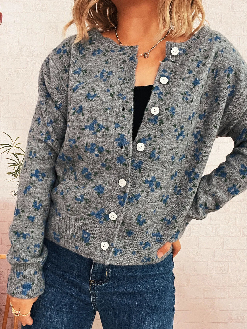 Women's Cardigan Floral Button-Up Long Sleeve Knit Round Neck f9e3f4cfe22949a794fa95e436cd24d6-Max-Origin Trendsi