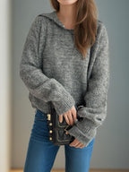 Collared Neck Long Sleeve Sweater fa025eb1-9189-418e-9196-09e5bd6d3120-Max Trendsi
