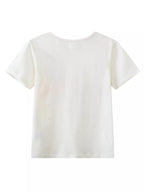 Girl's T-Shirt Children's Casual Cotton Top Flamingo Round Neck White fa26737e1b3546089624d4baa0958b4f-Max-Origin Trendsi