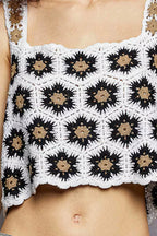 POL Cropped Cami Handmade Crochet Floral Square Neck Ivory Black Top fa29ed12-429b-4d23-bb9c-1d61eeae7da2-Max-Origin Trendsi
