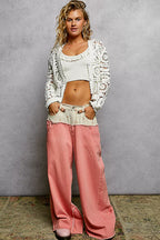 POL Crochet Cropped Cardigan Off White Womens V-Neck Long Sleeve fa305fa4-a923-4ffa-849c-507b804756e3-Max-Origin Trendsi