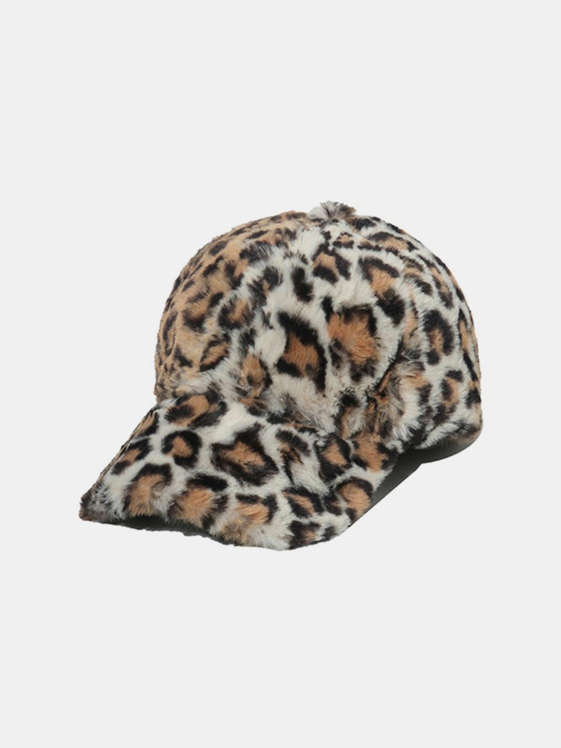 Fuzzy Baseball Cap Leopard Soft Acrylic