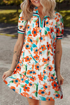 Mini Floral Dress Contrast Trim Split Neck Puff Short Sleeve Tiered Floral fa4bc715-4ff9-4ea5-a846-df9988bc66cf-Max-Origin Trendsi